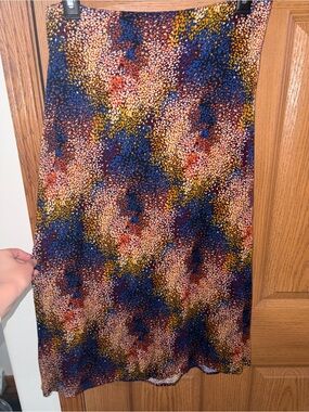 Time and Tru Multicolor Midi Skirt - Blue, Yellow, Rust